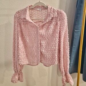 Textured Pink Sheer Blouse